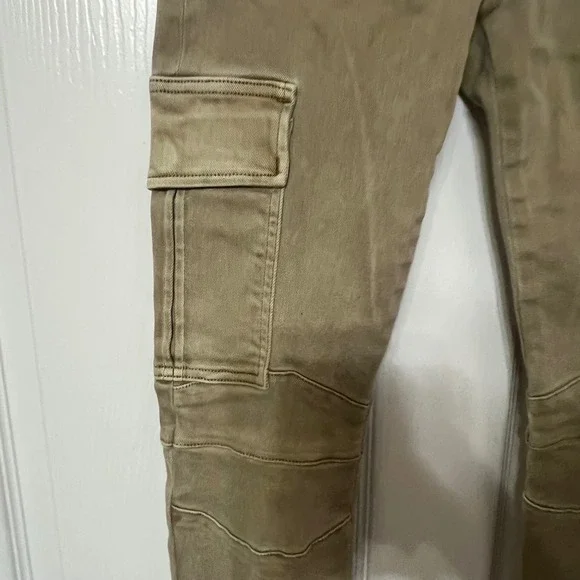 HUDSON Cargo Pants Khaki‎ Tan Zipper Pockets Moto Style Womens Size 23 - Picture 2 of 10